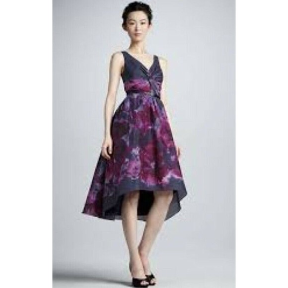 Lela Rose Dresses & Skirts - Lela Rose By Neiman Marcus Silk Blend Purple Watercolor Dress Size 6